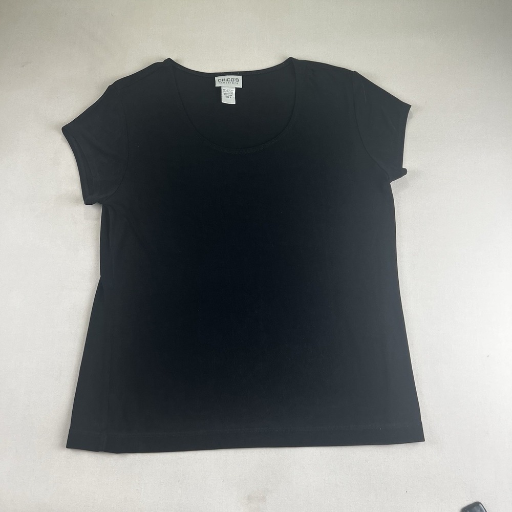 Chico's Travelers Size 2 Black Short Sleeve Stretch Top